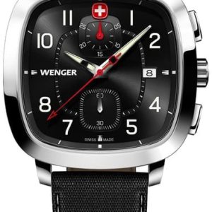 Wenger Herrklocka 01.1933.108 Vintage Svart/Läder