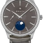 zenith damklocka 16.3200.692-03.c833 elite moonphase grå/gummi ø36