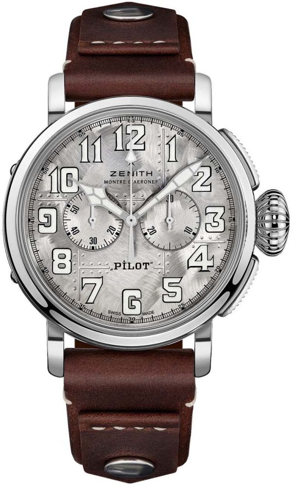 zenith herrklocka 05.2430.4069-17.i011 pilot silverfärgad/läder