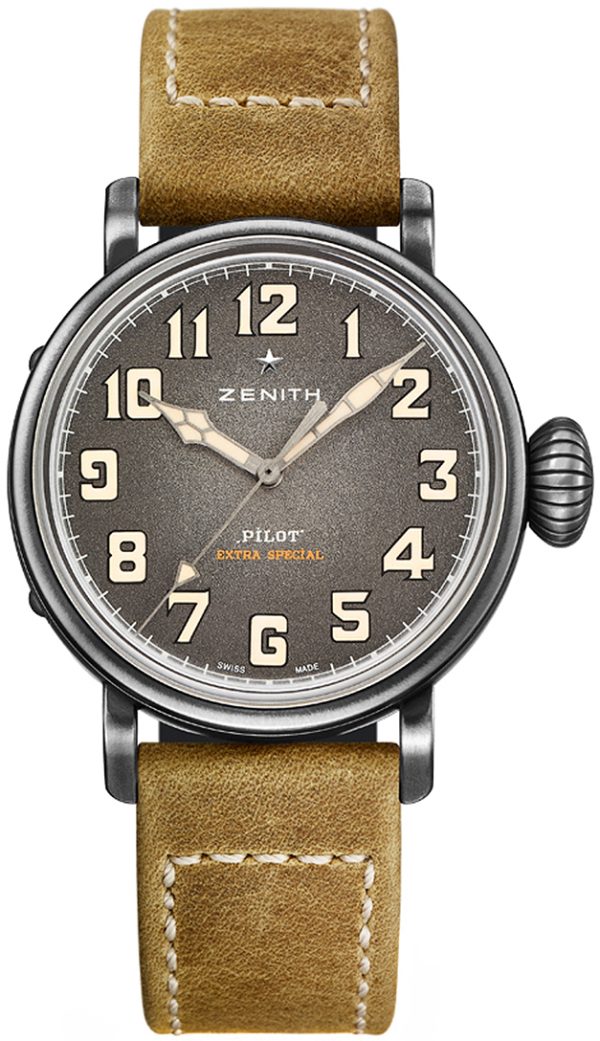 zenith herrklocka 11.1940.679-91.c807 pilot grå/gummi ø40 mm