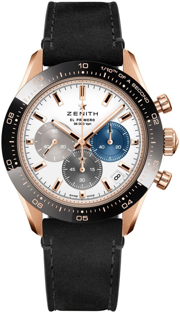 zenith herrklocka 18.3100.3600-69.c920 el primero vit/läder ø41 mm