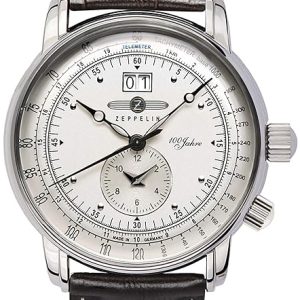 Zeppelin 100 Jahre Herrklocka 7640-1 Silverfärgad/Läder Ø42 mm