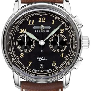 Zeppelin 100 Jahre Herrklocka 76743 Svart/Läder Ø43 mm