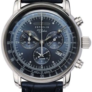 Zeppelin 100 Jahre Herrklocka 76803 Blå/Läder Ø42 mm