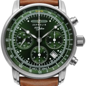 Zeppelin 100 Jahre Herrklocka 86184 Grön/Läder Ø43 mm