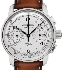 Zeppelin 100 Jahre Herrklocka 86761 Silverfärgad/Läder Ø43 mm