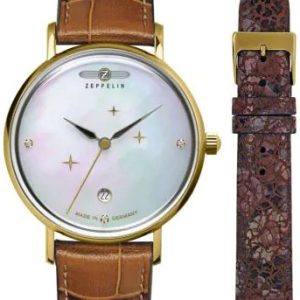 Zeppelin Damklocka 71315 Luna Vit/Läder Ø36 mm