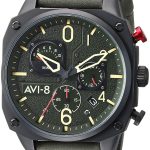 avi-8 herrklocka av-4052-08 grön/läder ø45 mm