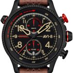 avi-8 herrklocka av-4080-04 hawker hunter svart/läder ø44 mm
