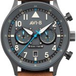 avi-8 herrklocka av-4088-04 hawker hurricane grå/läder ø43 mm