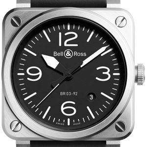 Bell & Ross Herrklocka BR0392-BLC-ST Br 03-92 Svart/Gummi Ø42 mm