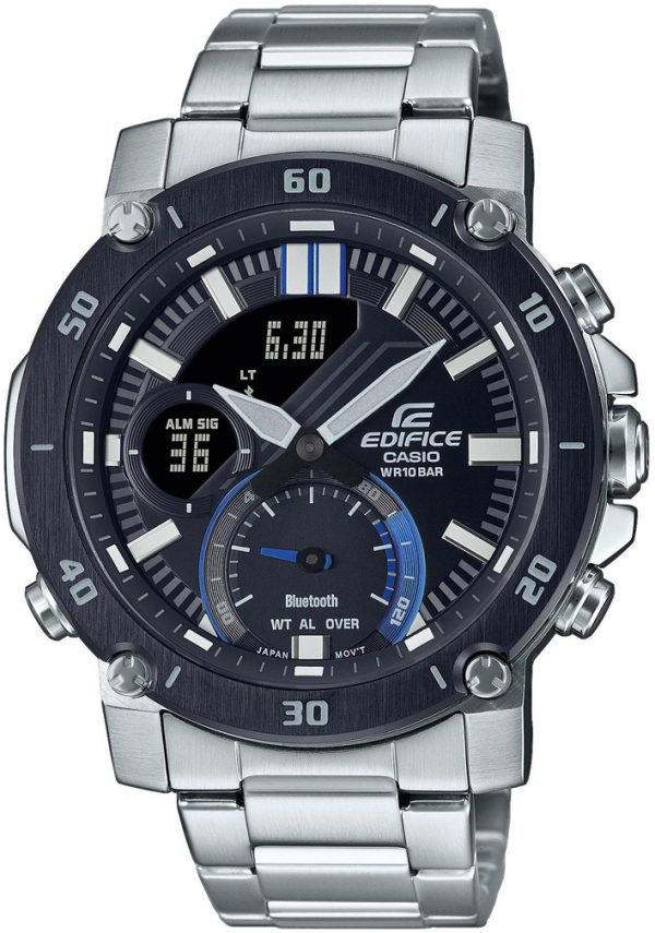 casio herrklocka ecb-20db-1aef edifice svart/stål ø46 mm