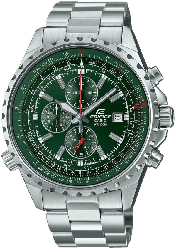 casio herrklocka ef-527d-3avuef edifice grön/stål ø45.5 mm