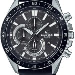 casio herrklocka efv-620l-1avuef edifice svart/läder ø50.5 mm