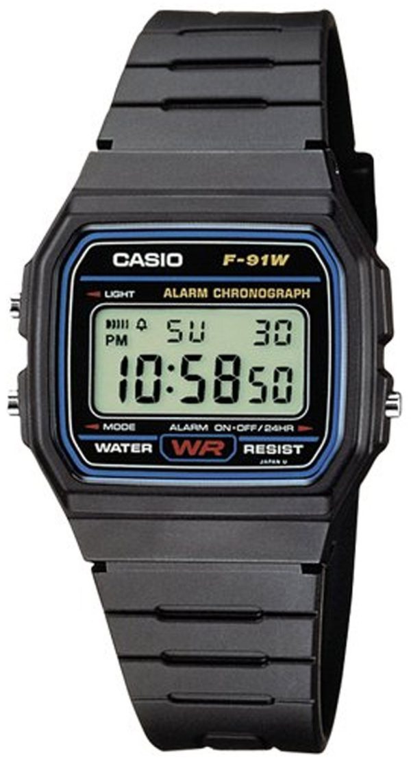 casio herrklocka f-91w-1yer collection lcd/resinplast 38.2x33.2 mm