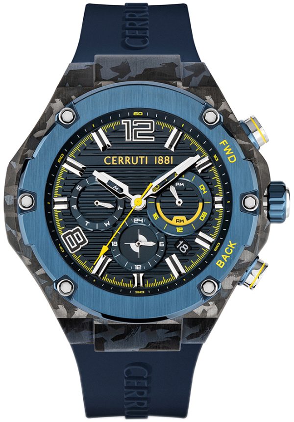 cerruti 1881 herrklocka ciwgq2113802 blå/gummi ø44 mm