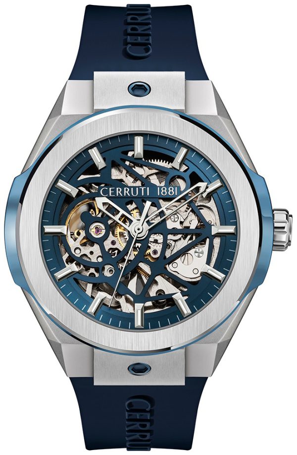 cerruti 1881 herrklocka ciwgr2008103 skelettskuren/gummi ø42 mm