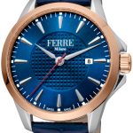 ferrè milano herrklocka fm1g157l0021 lenio blå/läder ø42 mm