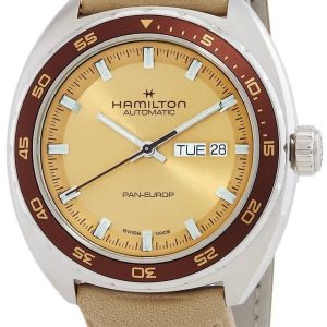 Hamilton Herrklocka H35435820 American Classic Pan Europ Beige/Läder
