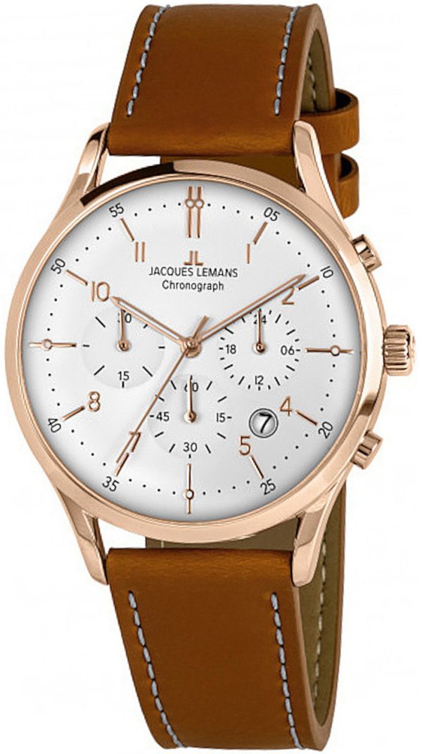 jacques lemans herrklocka 1-2068r vit/läder ø41 mm