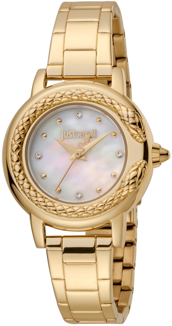 just cavalli damklocka jc1l151m0065 vit/gulguldtonat stål ø32 mm
