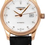 longines damklocka l2.257.8.87.3 master vit/läder ø29 mm