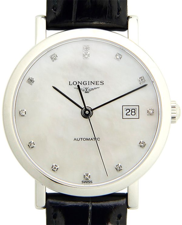 longines damklocka l4.310.4.87.2 elegant vit/läder ø29 mm