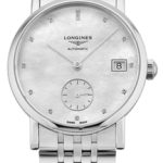 longines damklocka l4.312.4.87.6 elegant vit/stål ø34.5 mm