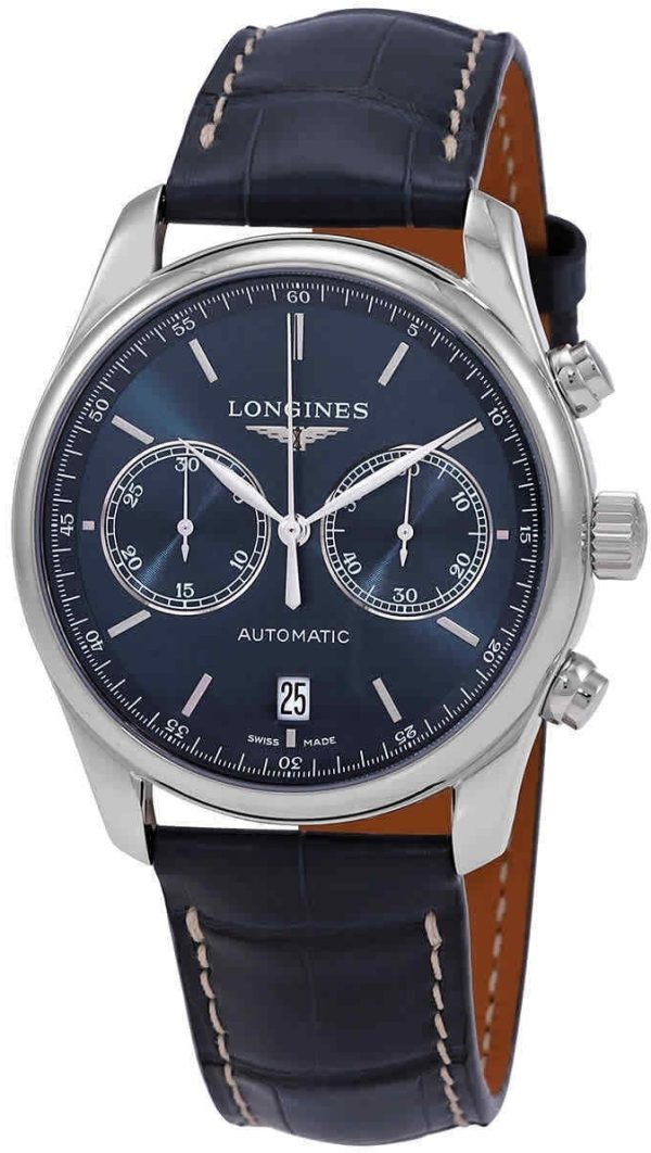 longines herrklocka l2.629.4.92.0 master blå/läder ø40 mm