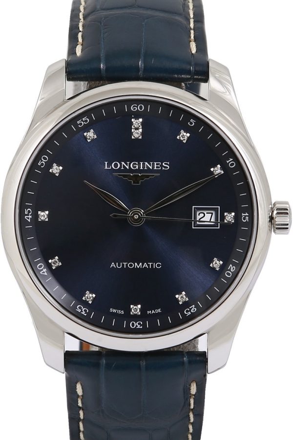 longines herrklocka l2.793.4.97.0 master blå/läder ø40 mm