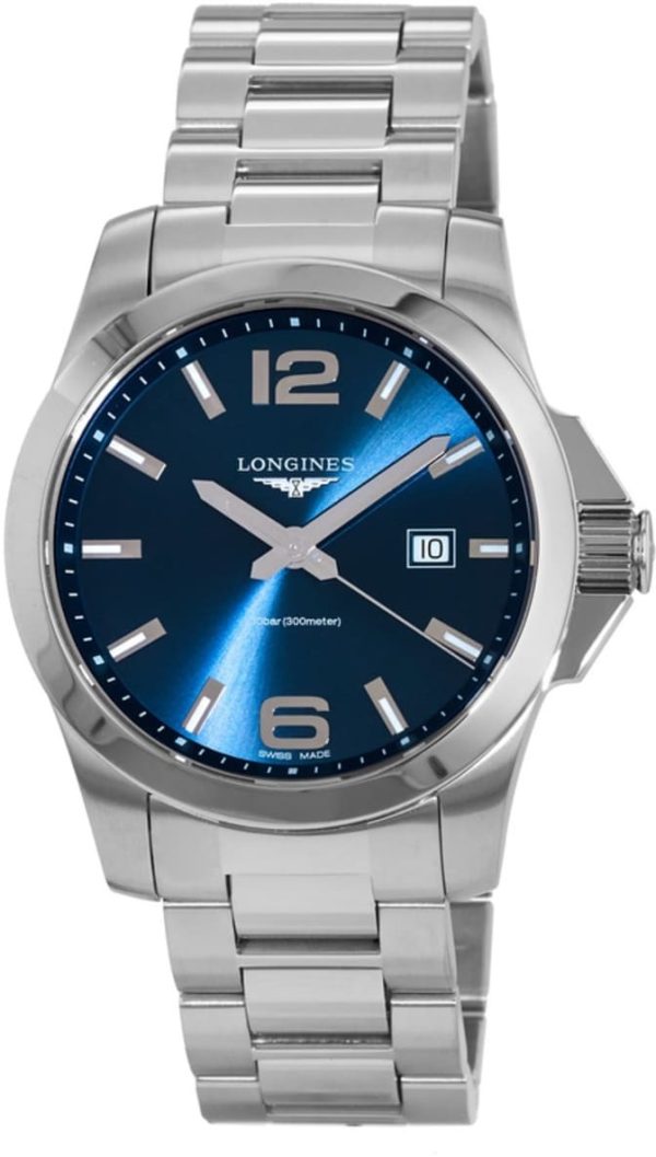 longines herrklocka l3.760.4.96.6 conquest blå/stål ø43 mm