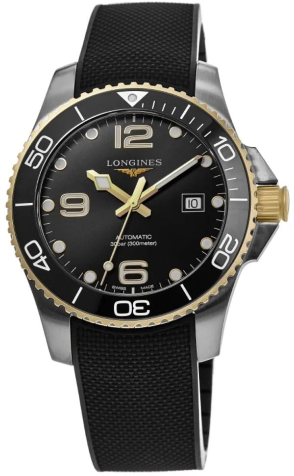 longines herrklocka l3.781.3.56.9 hydroconquest svart/gummi ø41 mm