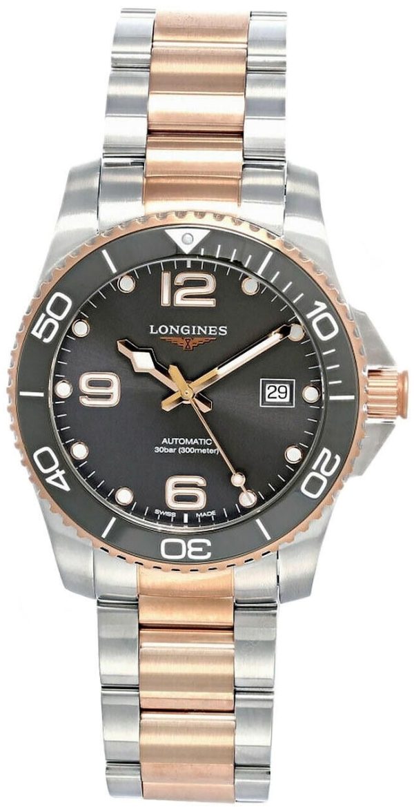 longines herrklocka l3.781.3.78.7 hydroconquest grå/stål ø41 mm