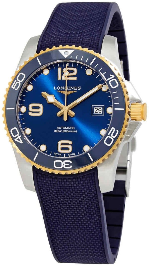 longines herrklocka l3.781.3.96.9 hydroconquest blå/gummi ø41 mm