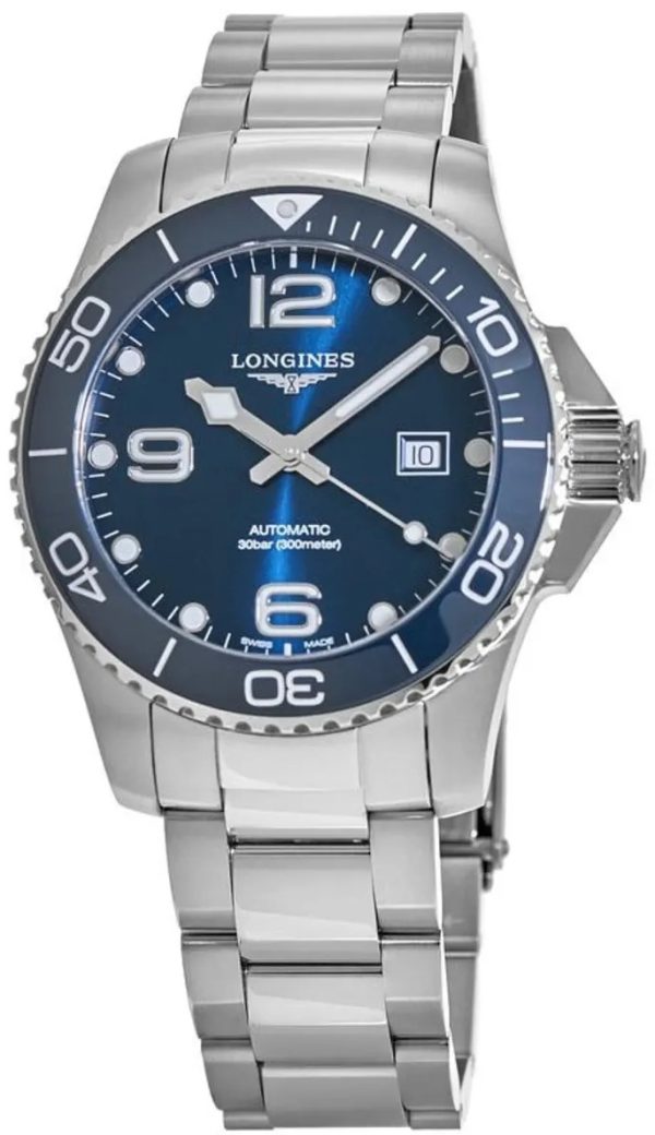 longines herrklocka l3.782.4.96.6 hydroconquest blå/stål ø43 mm