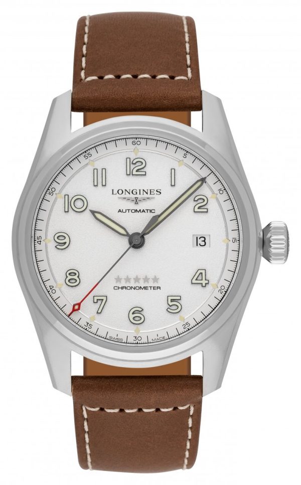 longines herrklocka l3.810.4.73.2 spirit silverfärgad/läder ø40 mm