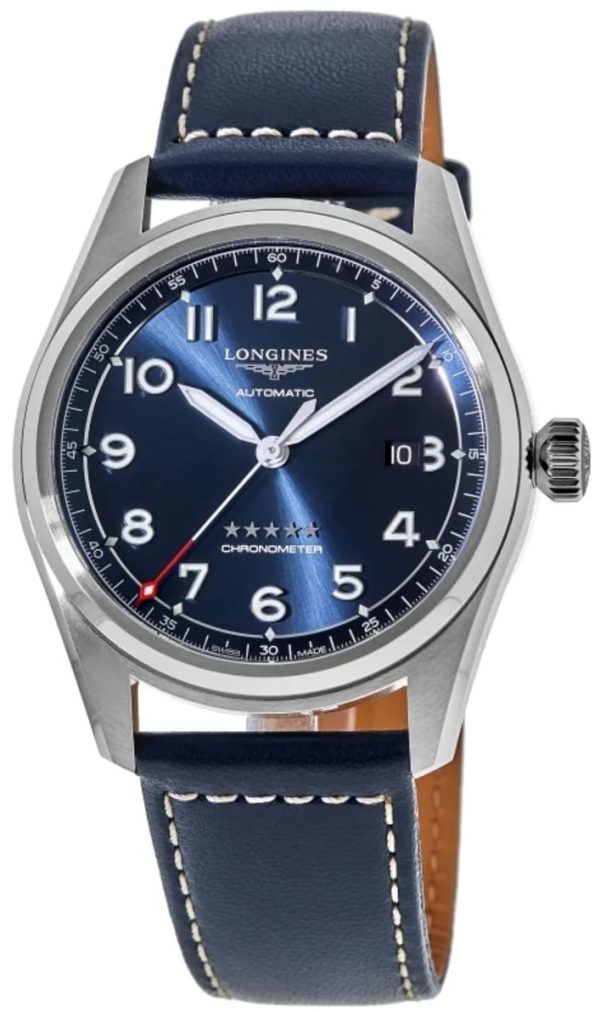 longines herrklocka l3.810.4.93.0 spirit blå/läder ø40 mm