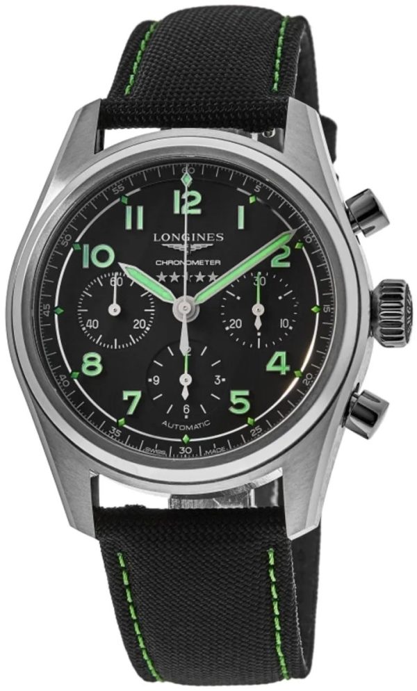 longines herrklocka l3.829.1.53.2 spirit svart/textil ø42 mm