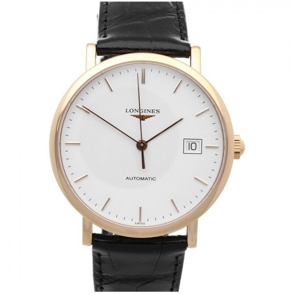 longines herrklocka l4.787.8.12.4 elegant vit/läder ø37 mm