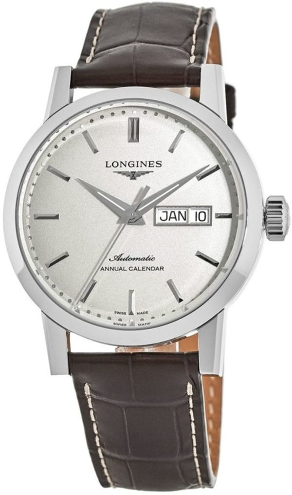 longines herrklocka l4.827.4.92.2 heritage 1832 beige/läder ø40 mm