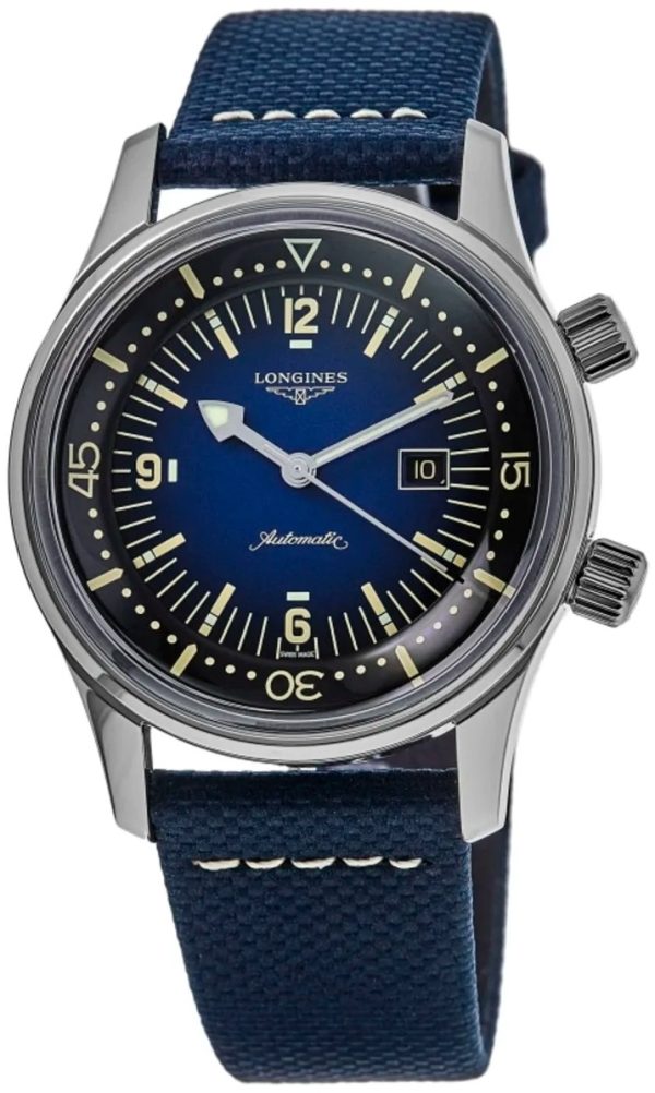 longines l3.374.4.90.2 legend diver blå/textil ø36 mm