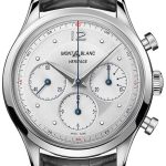 montblanc herrklocka 128670 heritage silverfärgad/läder ø40 mm