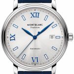 montblanc herrklocka 129285 tradition silverfärgad/läder ø40 mm