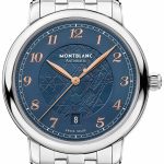 montblanc herrklocka 129629 star legacy blå/stål ø39 mm