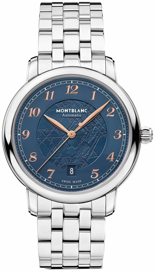 montblanc herrklocka 129629 star legacy blå/stål ø39 mm