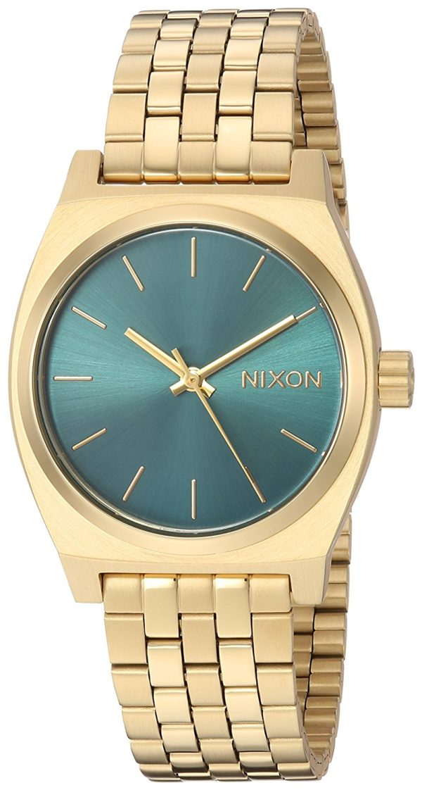 nixon damklocka a11302626-00 the time teller grön/gulguldtonat stål