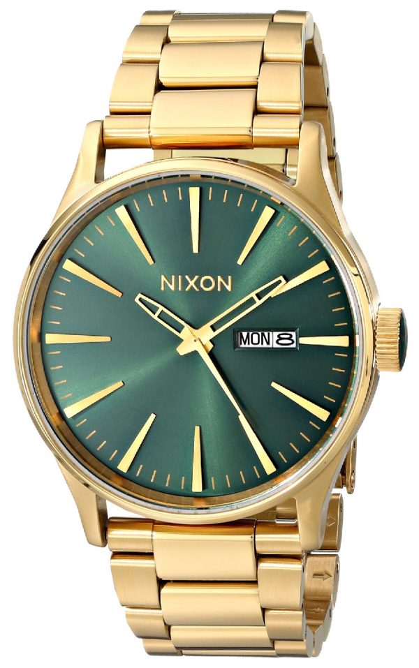 nixon herrklocka a3561919-00 the sentry grön/gulguldtonat stål ø42