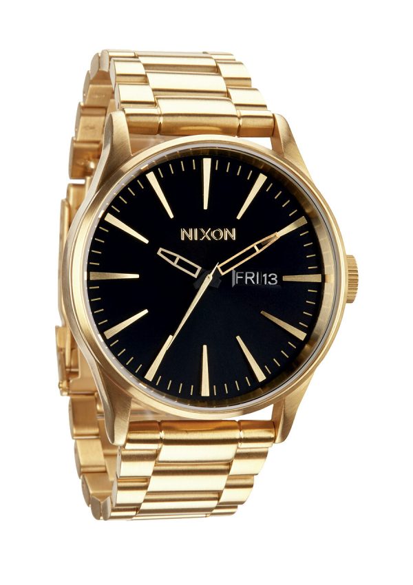 nixon herrklocka a356510-00 the sentry ss svart/gulguldtonat stål