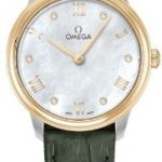 omega damklocka 434.23.28.60.55.001 de ville prestige vit/läder