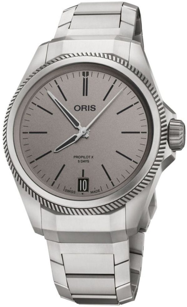 oris herrklocka 01 400 7778 7153-07 7 20 01tlc propilot x grå/titan